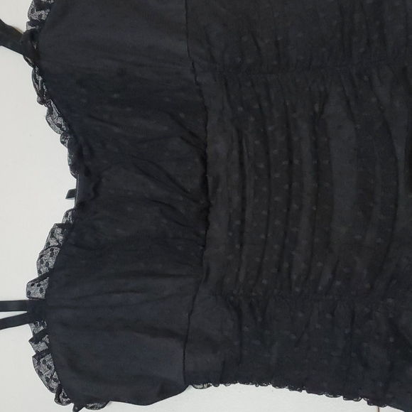 NWT BCBGMAXAZRIA BLACK TULLE BODYSUIT W/ADJUSTABLE STRAPS &SNAPS IN CROTCH SZ LG - Picture 6 of 16
